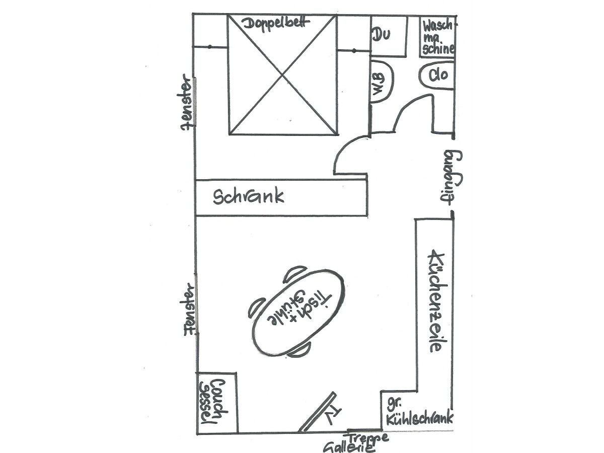 Einteilung der Wohnung 55 m2 groß