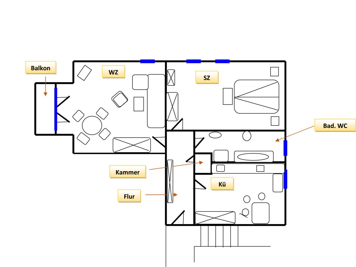 Ferienwohnungsgrundriss