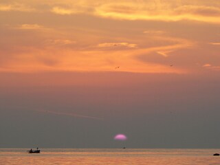 Perfekter Sonnenuntergang am Spadici Porec Strand