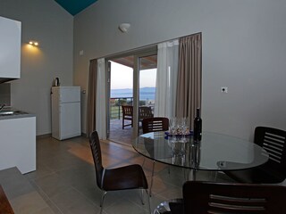 The kitchen and dining area