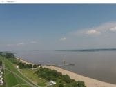 Strandkajüte aus der Luft Richtung Cuxhaven