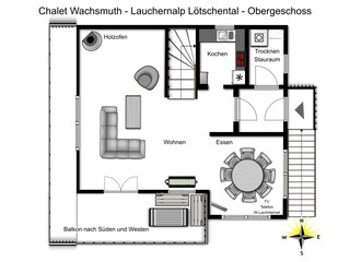 Chalet Wiler Grondplan 15