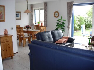 living room and dining area