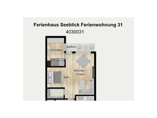 Vakantieappartement Borkum Grondplan 28