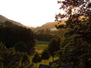 Blick vom Balkon in das Tal