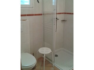 Bathroom on ground floor with shower, toilet and sink