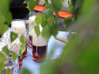 Unser eigenes Bier im Biergarten