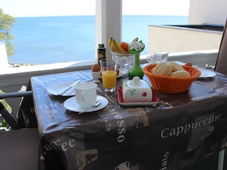 Frühstück auf dem Balkon