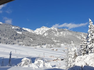 Höfen Blick Bergwelt Hahnenkamm