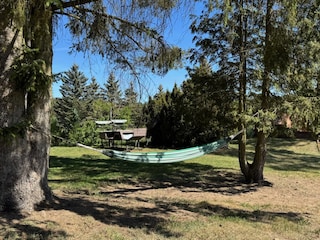 Hängematte im Schatten unter Bäumen