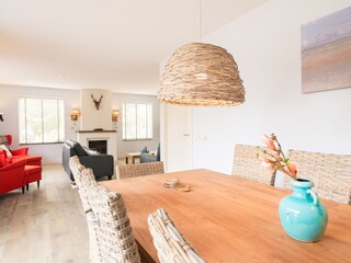 The open living and dining area