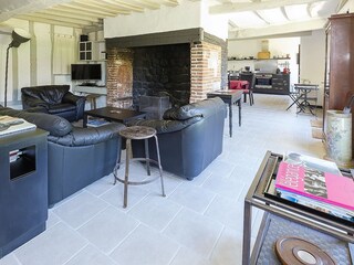 The living room with fireplace