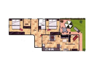 Vakantieappartement Borkum Grondplan 19
