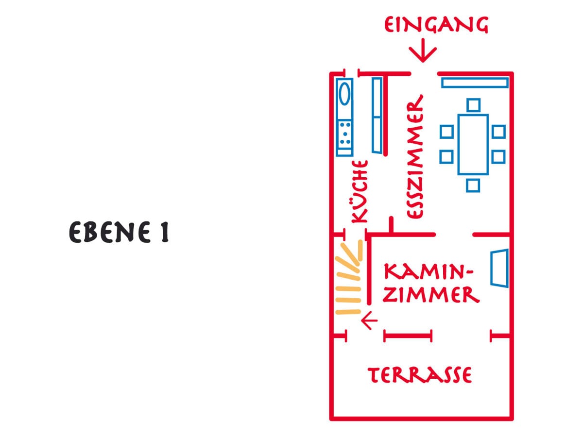 Erste Ebene mit Eingang