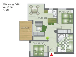 Appartamento per vacanze Großenbrode Pianta del piano 20