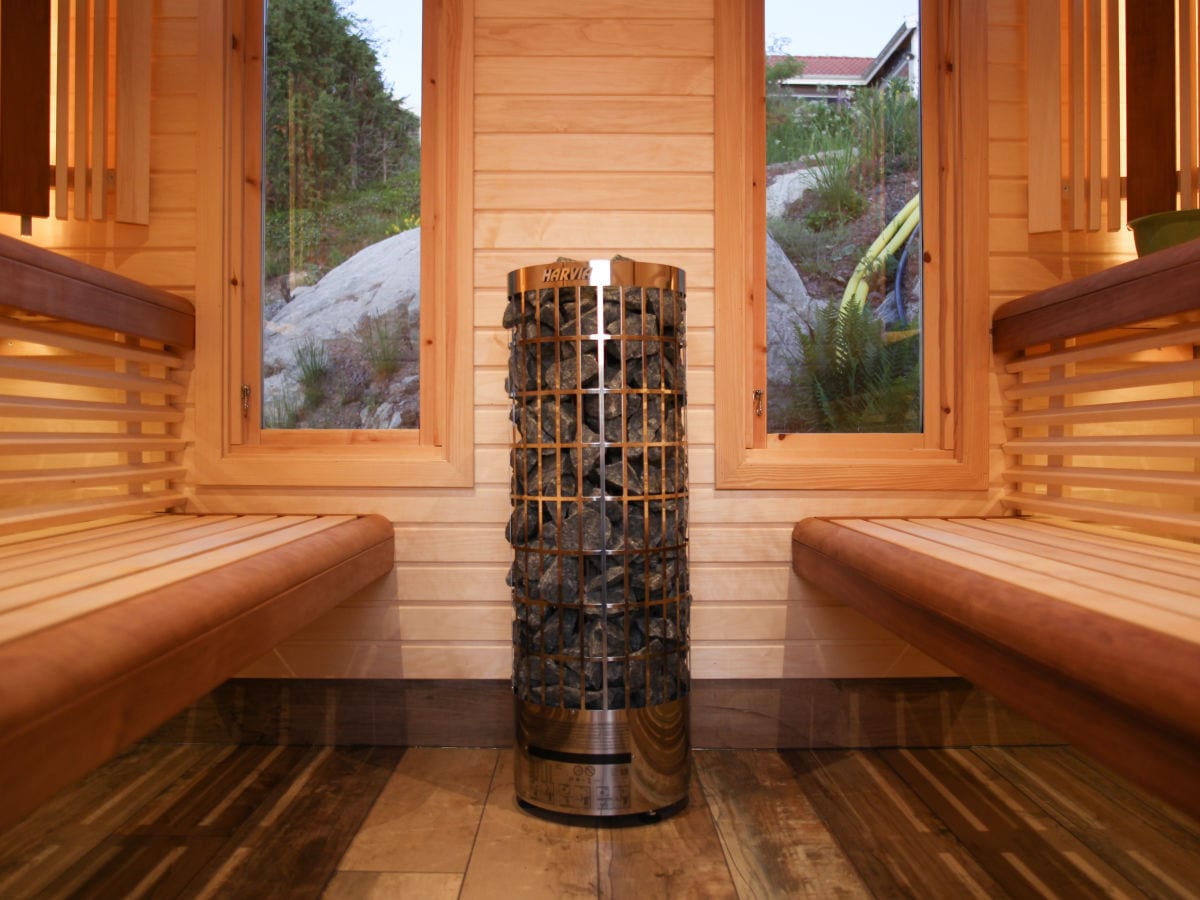 Unsere neu gebaute Sauna direkt unten am See