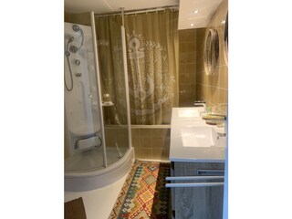 Bath, shower and 2 washbins