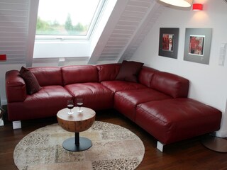 Lounge area with satellite TV