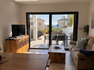 Blick aus dem Wohnzimmer in Richtung Meer