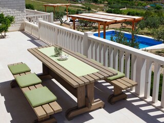 Terrace overlooking the pool