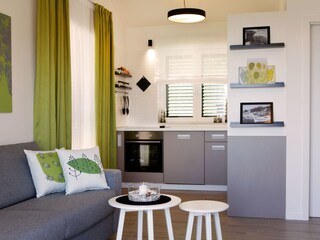 living room with kitchen
