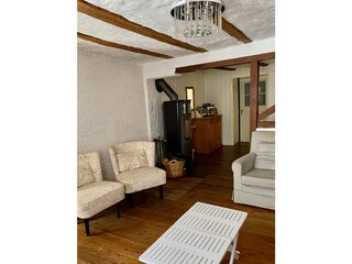 Sitting room with wood stove