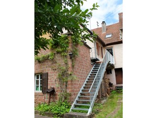 Treppe nach Gartenbereich