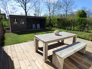 Terrasse, Gartenhaus und überdachte Terrasse