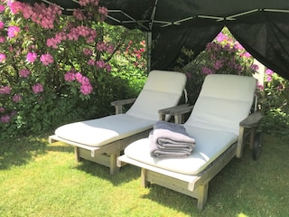 Sonnenliegen im Garten