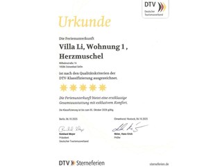 DTV-Klassifizierung 5-Sterne Wohnung Herzmuschel