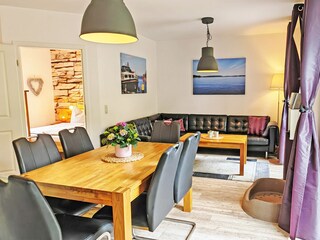 Ess- u. Wohnbereich Ferienhaus Plauer See.