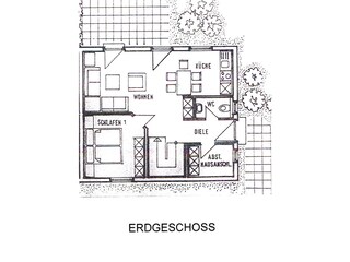 Grundriss Erdgeschoss Ferienhaus Plauer See