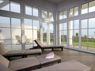 sauna relaxtion room with oceanview