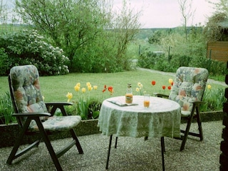 Blick von der Terrasse in den Garten Garten