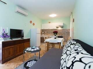 Living area and kitchen