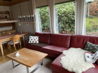 Gemütliches Sofa mit Küchenecke