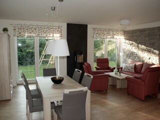 Dining and living room, with a view of the garden