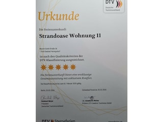 DTV-Urkunde über die Sternebewertung