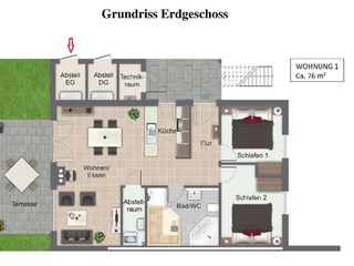 Grundriss "Seebrise 1" mit Abstellraum EG.