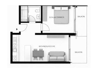 Grundriss Wohnung 11 (Dünennest)