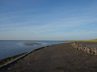 Der Blick vom Deich auf die Nordsee