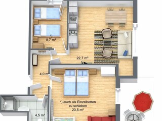 3 D Grundriss FW Balkon
