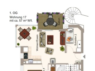 Appartamento per vacanze Großenbrode Pianta del piano 21