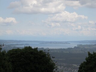 View from the local mountain Hohentwiel of Singen to the lake Constance