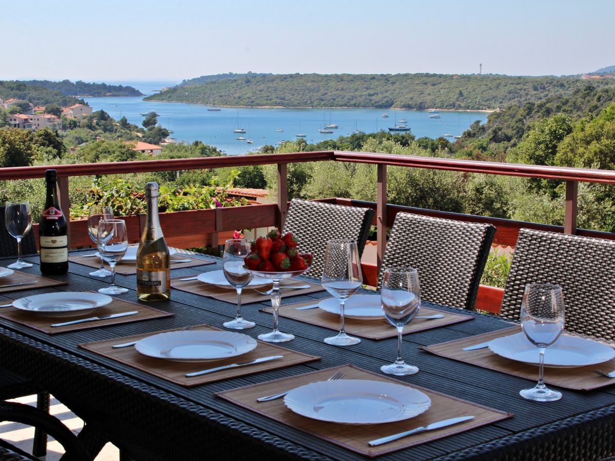 Amazing sea view from dining table on upper terrace