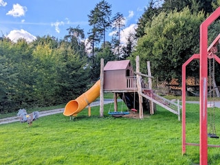 Auf der Wiese findet ihr viele Spielmöglichkeiten.