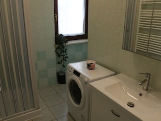 bathroom, washing machine, shower