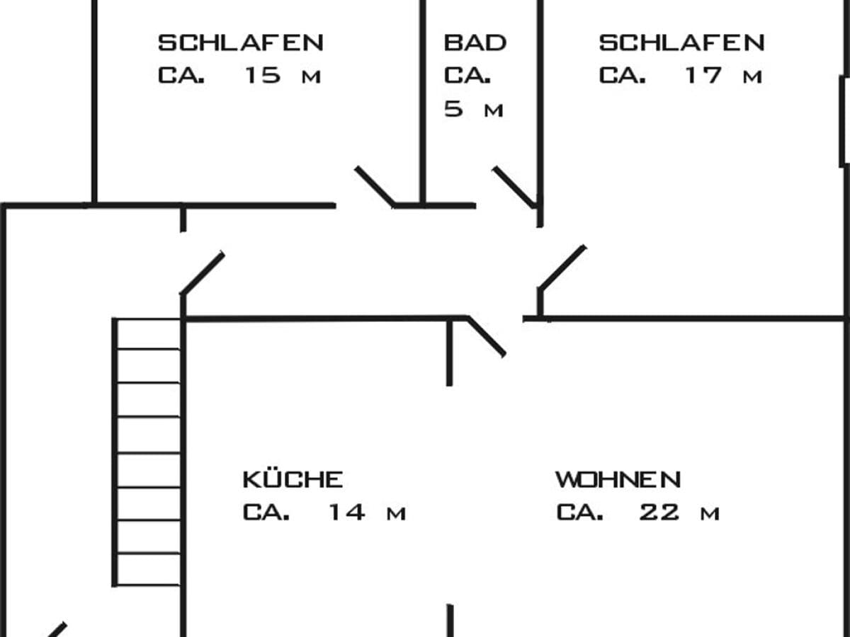 Grundriss. Balkon mit 3 qm am Wohnzimmer