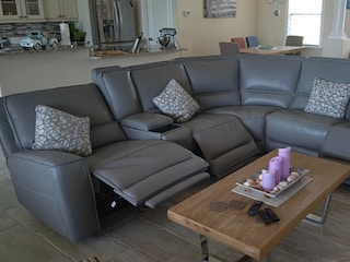 High-end leather sectional with 3 electric recliners