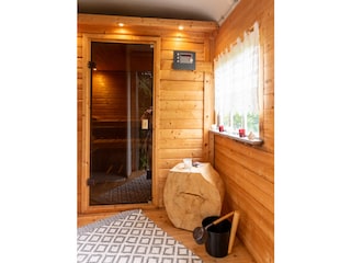 Sauna in a construction trailer